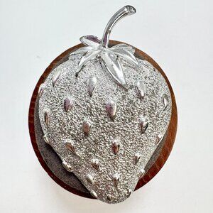 Sarah Coventry Silver Tone Strawberry Brooch Textured Bright Finish 2" L
